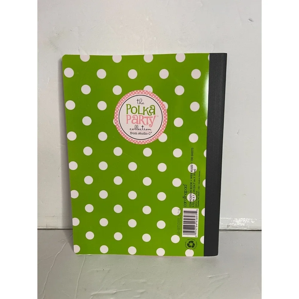 Studio C Composition Notebook Set 3pk Pink Chevron Green Polka Dot Wide Ruled